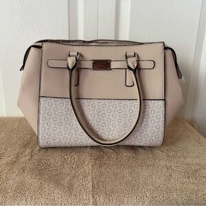 GUESS Blush Taupe Logo-Panel Satchel